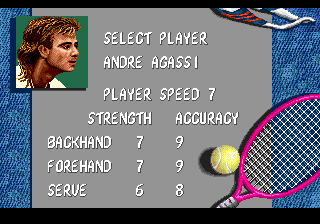 Andre Agassi Tennis [Sega Genesis]