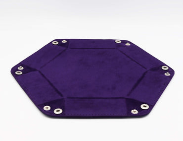 Leatherette & Velvet Dice Tray (Navy w/ Purple Hex) [Dice Tray]