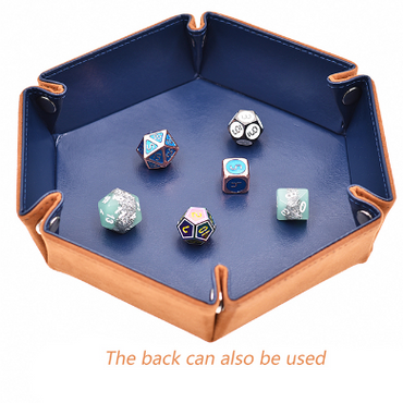 Leatherette & Velvet Hex Dice Tray (Navy with Tan) [Dice Tray]