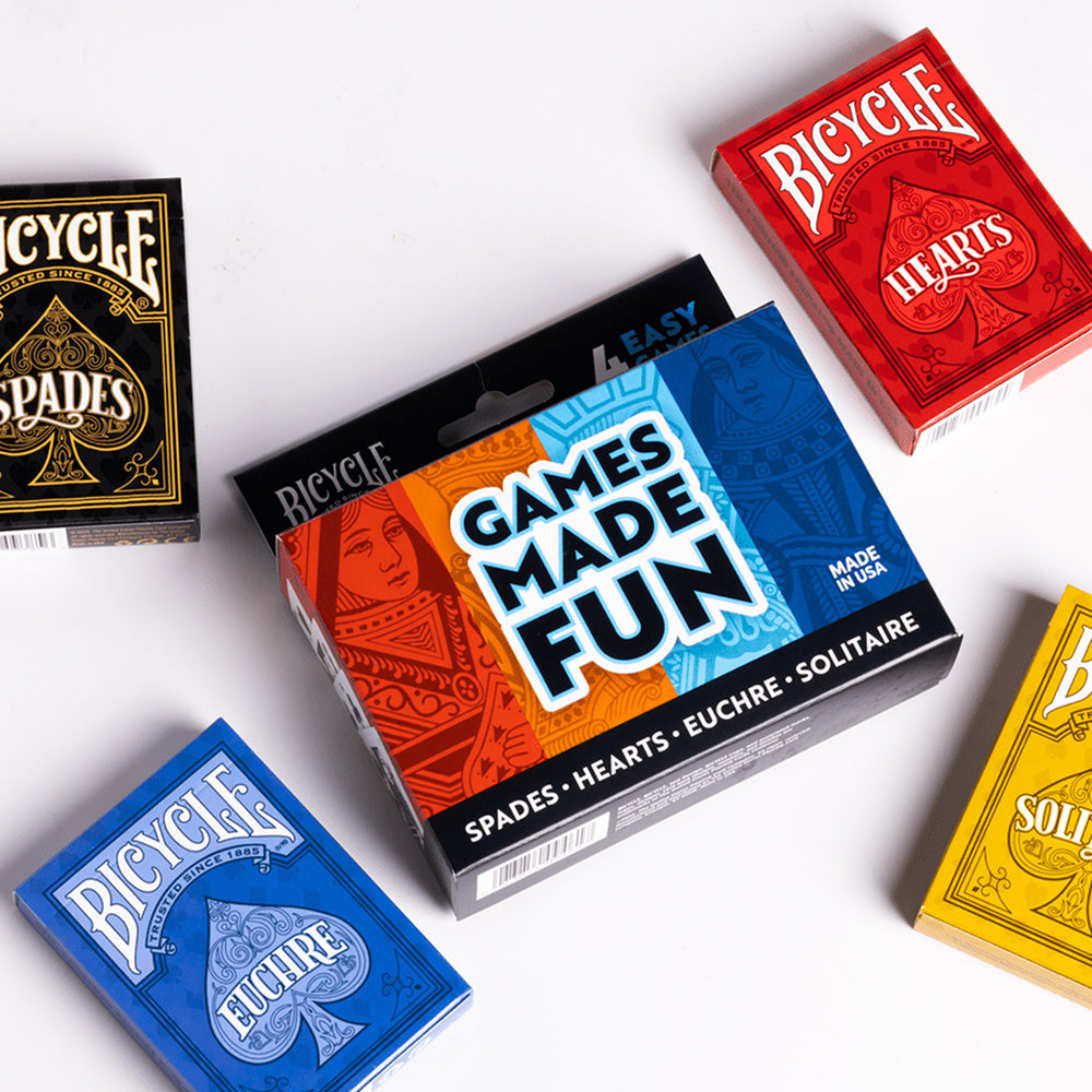 Bicycle 4-Game Pack (Hearts, Spades, Euchre, Solitaire) [Board Games]