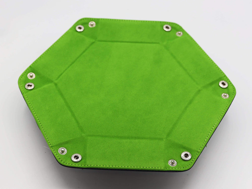 Leatherette & Velvet Hex Dice Tray (Navy with Lime) [Dice Tray]