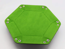 Leatherette & Velvet Hex Dice Tray (Navy with Lime) [Dice Tray]